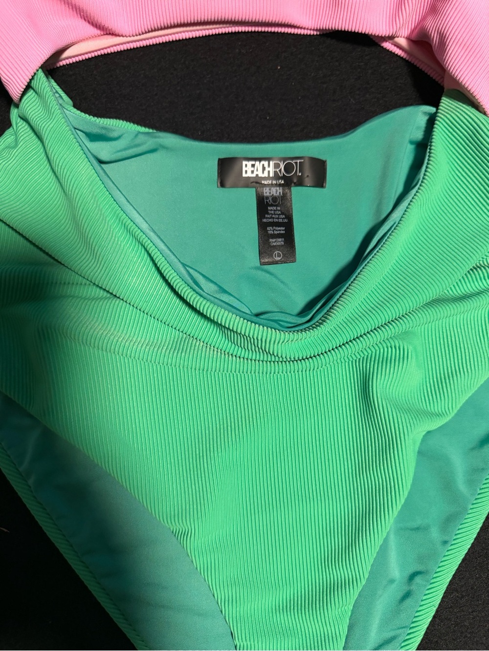 Beach Riot Green and Pink Ribbed Bikini Set - Picture 2 of 6